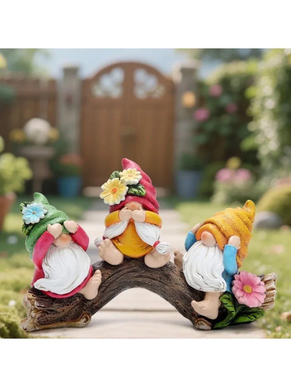 Spring Hear-No, See-No, Speak-No Gnomes Figurines - Outdoor Garden Decor & Gifts
